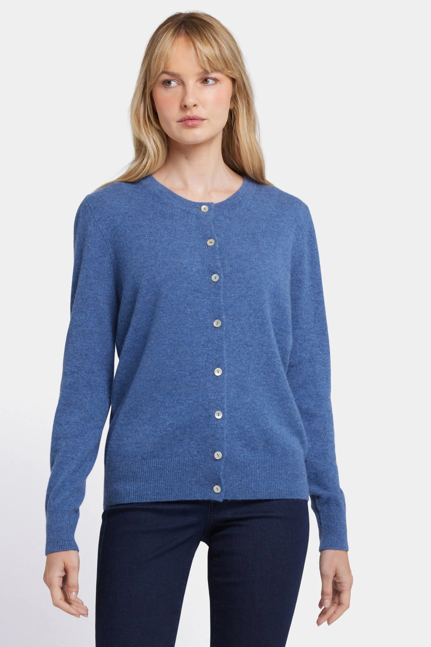 Cashmere Crewneck Cardigan - Heather Blue sold by NYDJ product image thumbnail 4