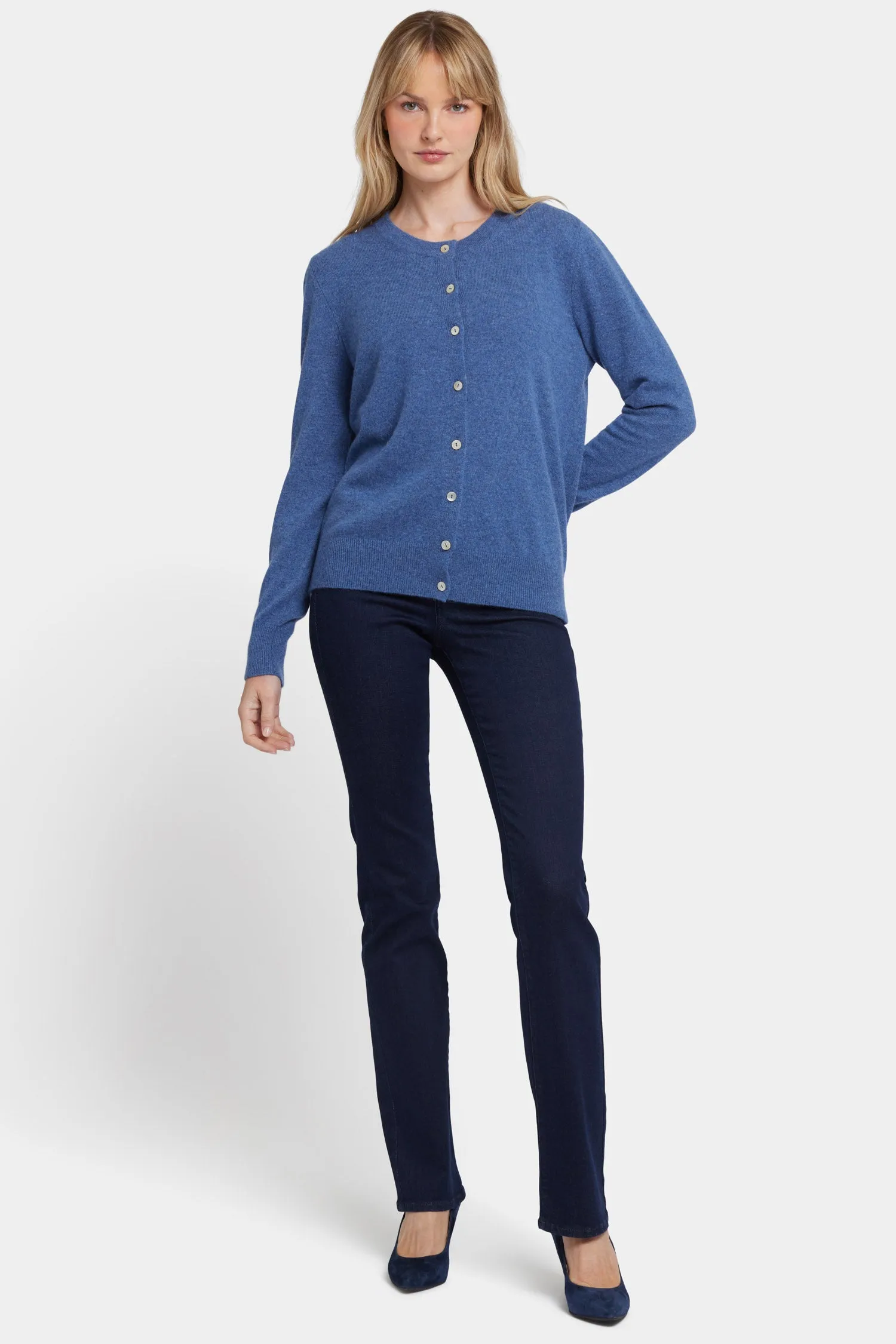 Cashmere Crewneck Cardigan - Heather Blue sold by NYDJ product image thumbnail 5
