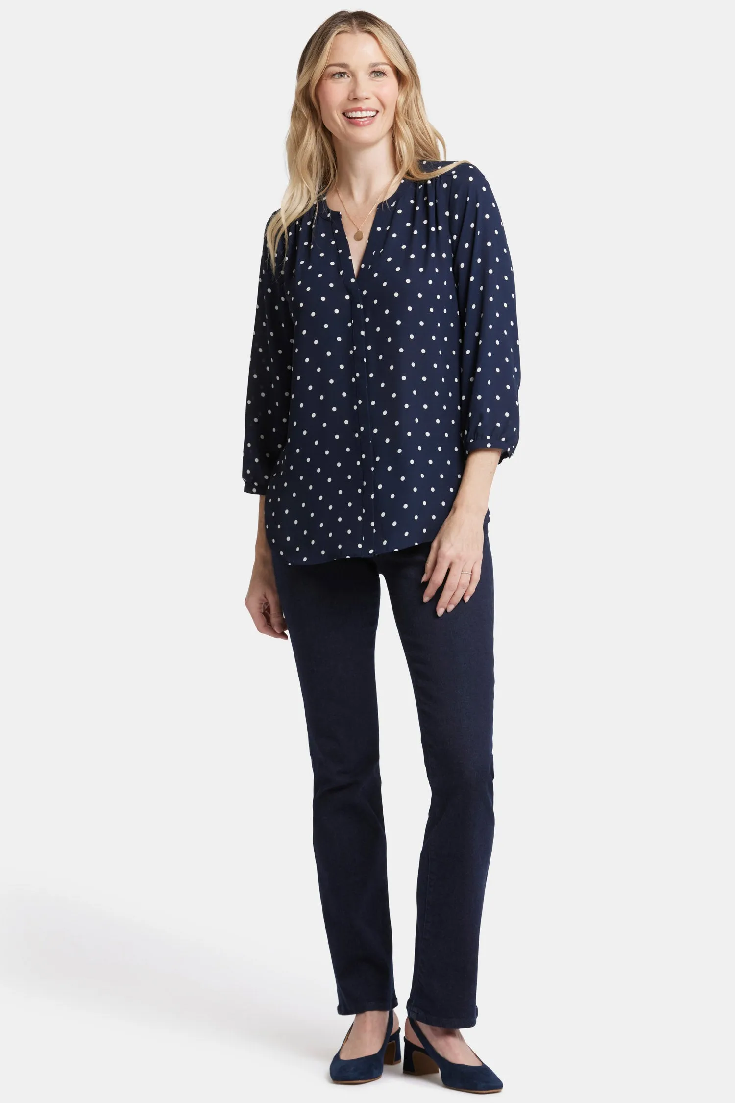 Pintuck Blouse - Indigo Dot sold by NYDJ product image thumbnail 5