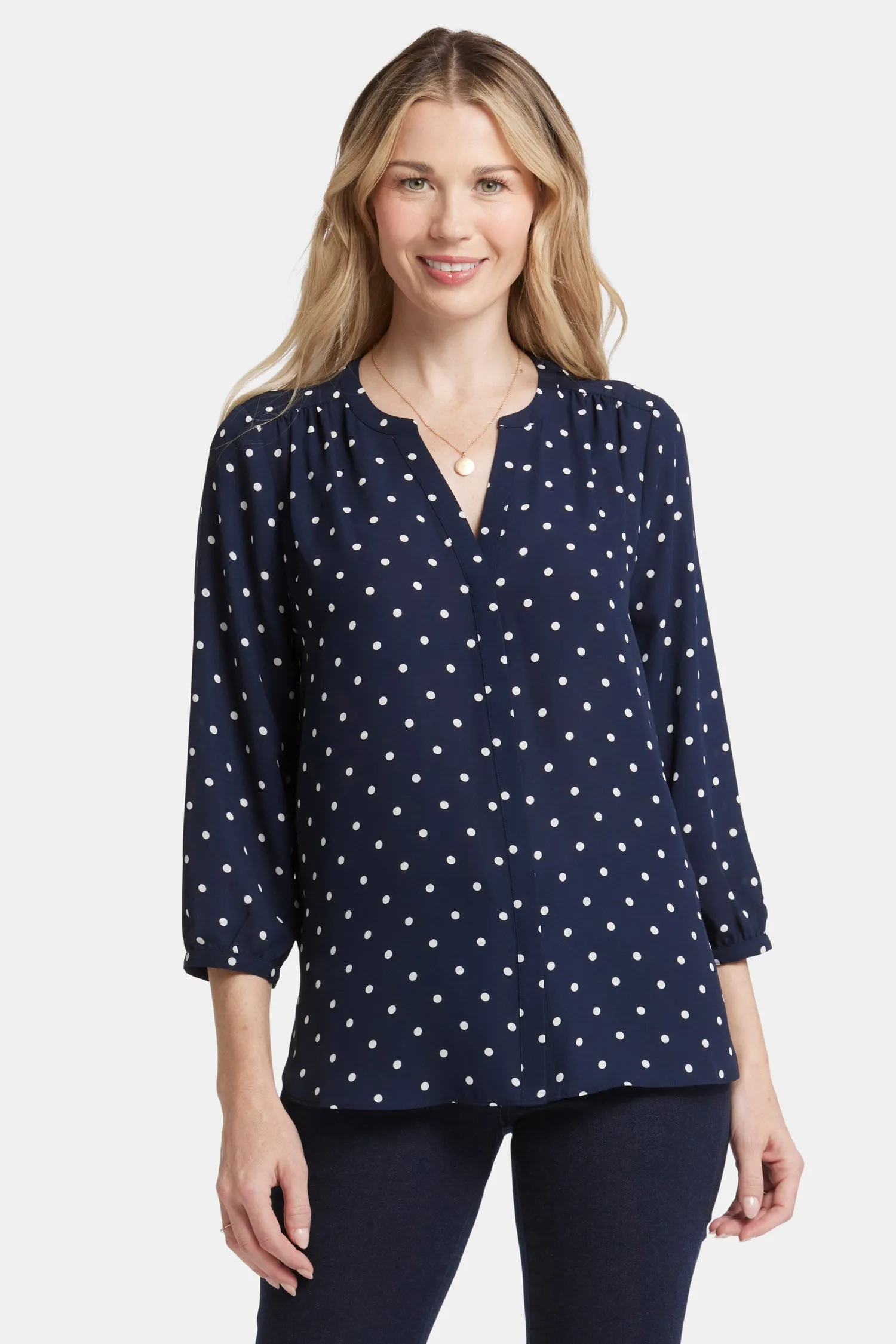 Pintuck Blouse - Indigo Dot sold by NYDJ product image thumbnail 4