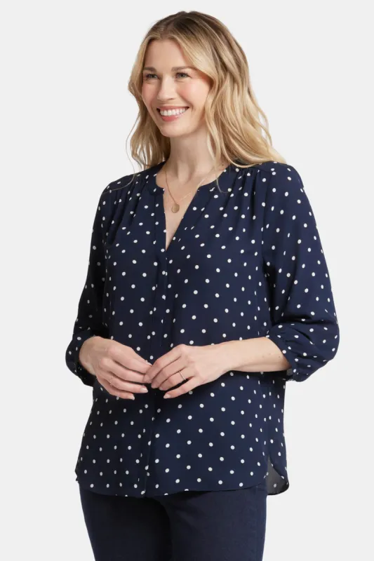 Pintuck Blouse - Indigo Dot sold by NYDJ