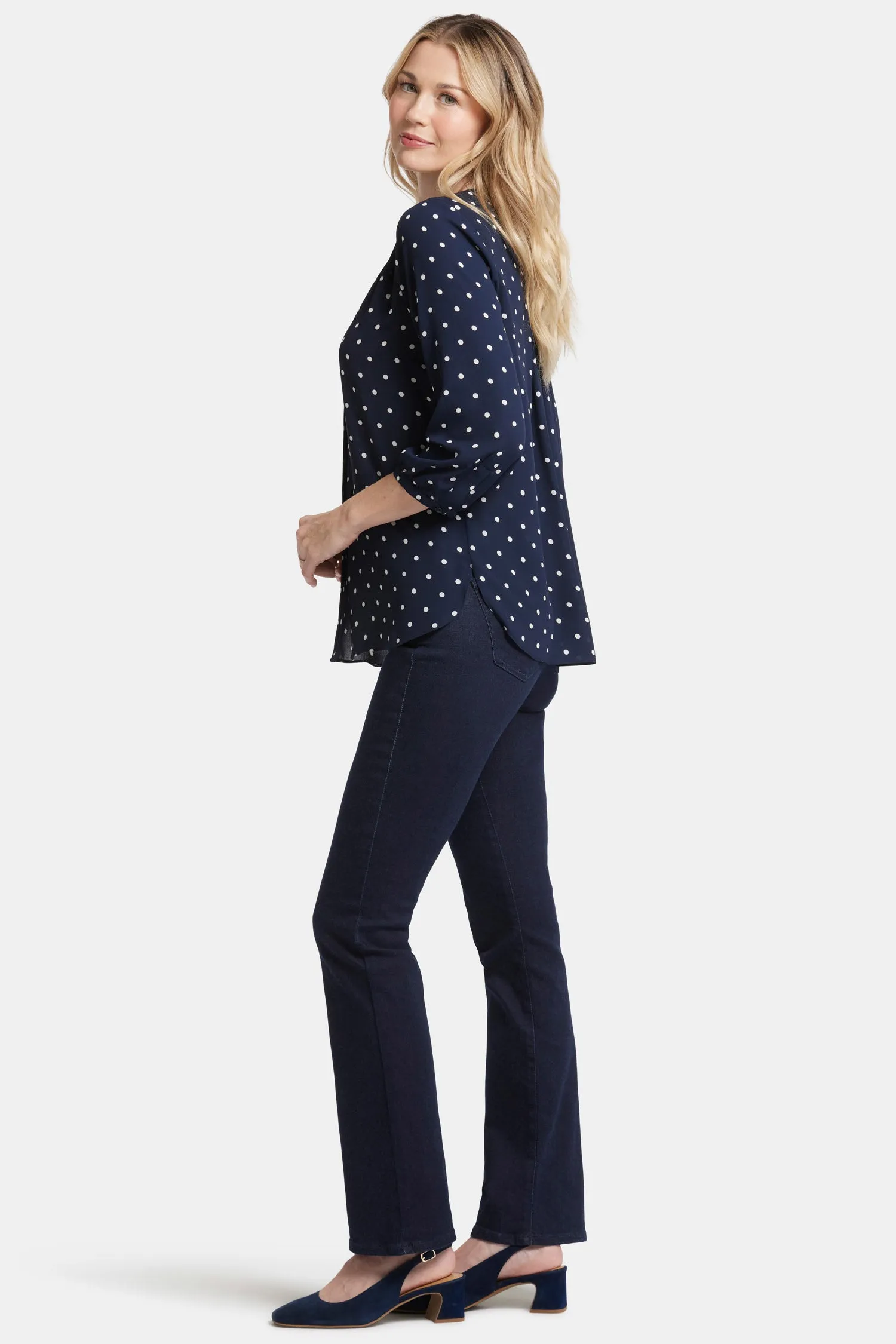 Pintuck Blouse - Indigo Dot sold by NYDJ product image thumbnail 3