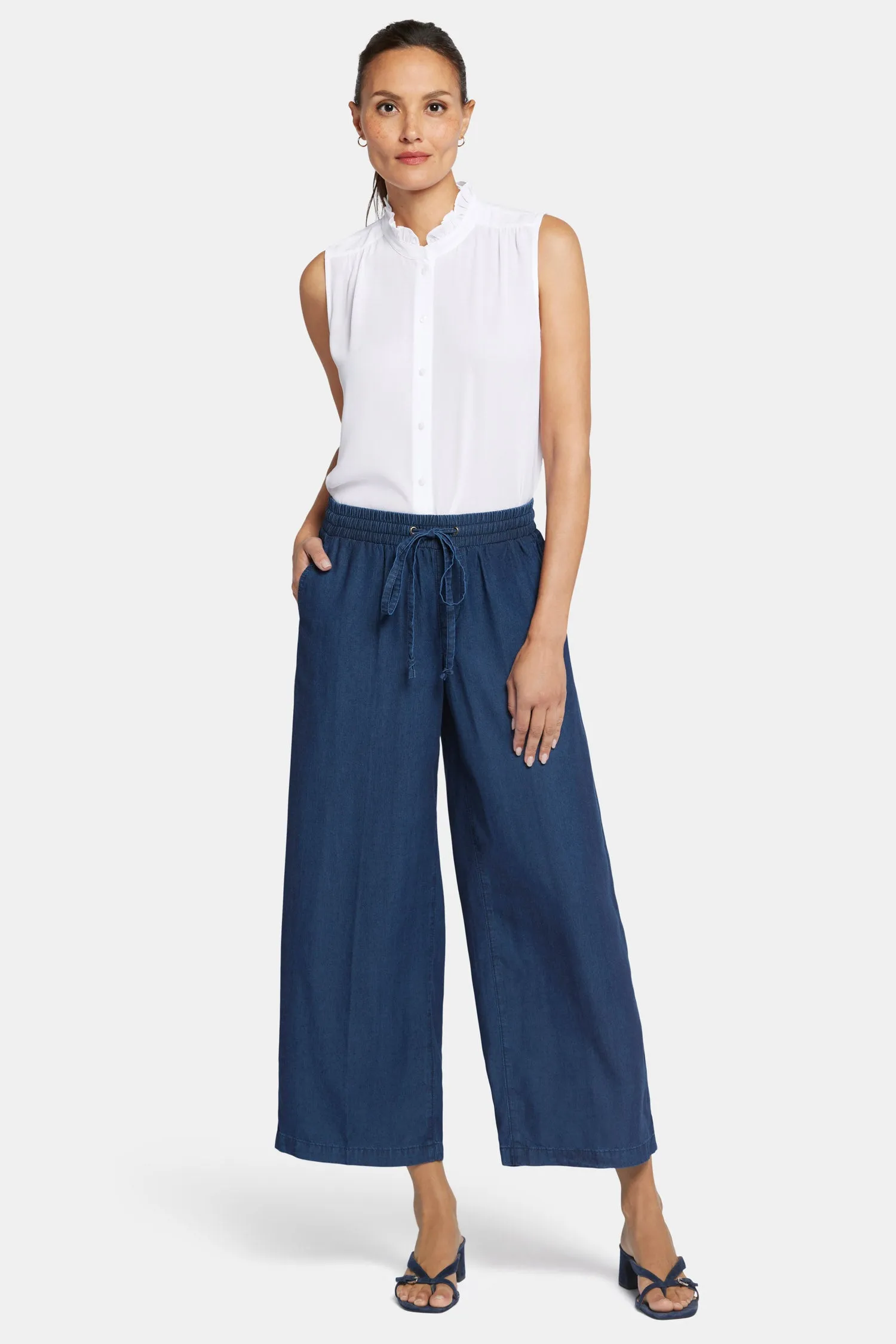 Jayne Wide Leg Ankle Pull-On Pants In Petite - Indigo Ocean sold by NYDJ product image thumbnail 4