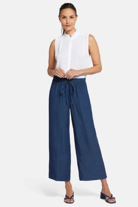 Jayne Wide Leg Ankle Pull-On Pants In Petite - Indigo Ocean sold by NYDJ