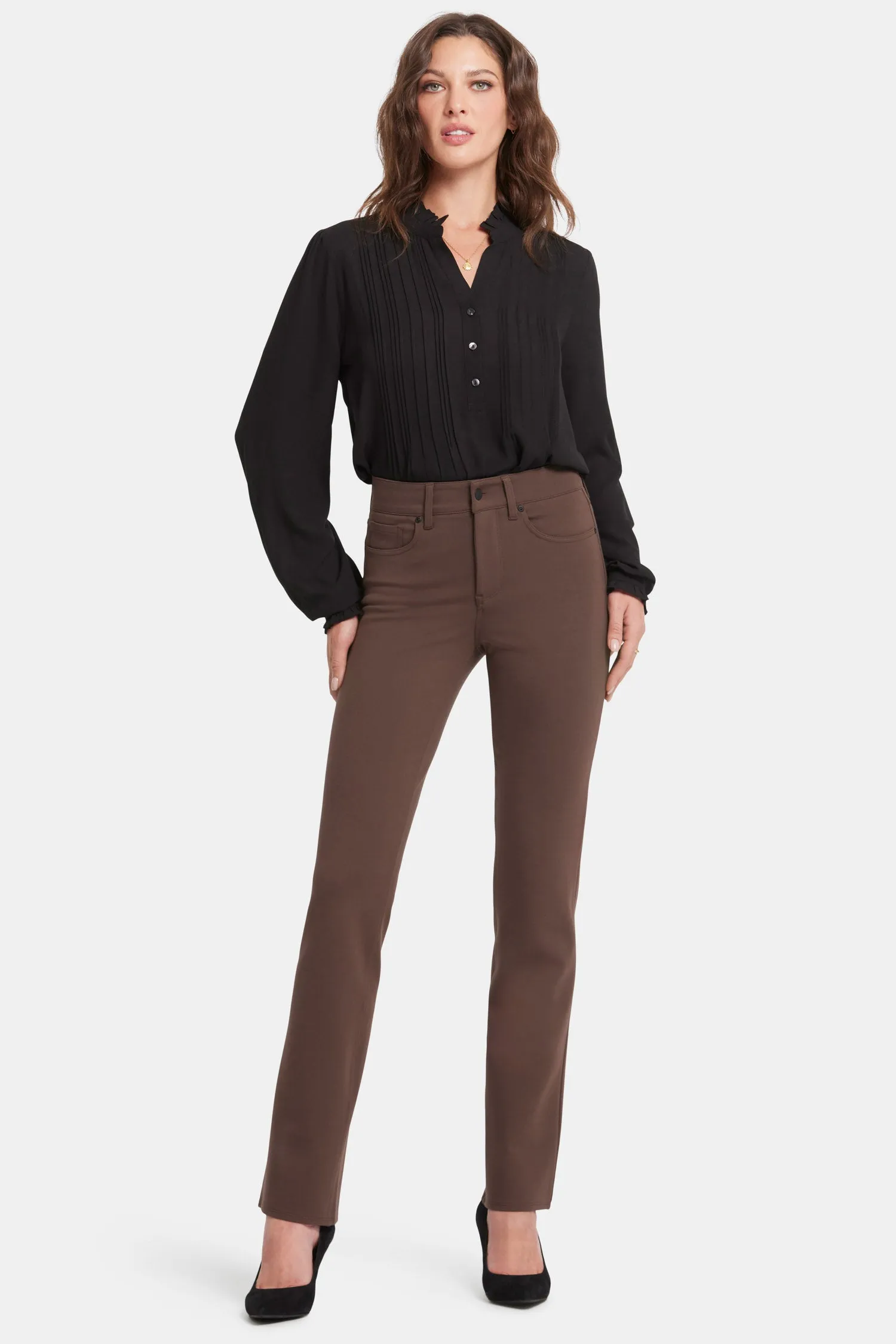 Marilyn Straight Pants In Petite - Coffee Bean sold by NYDJ