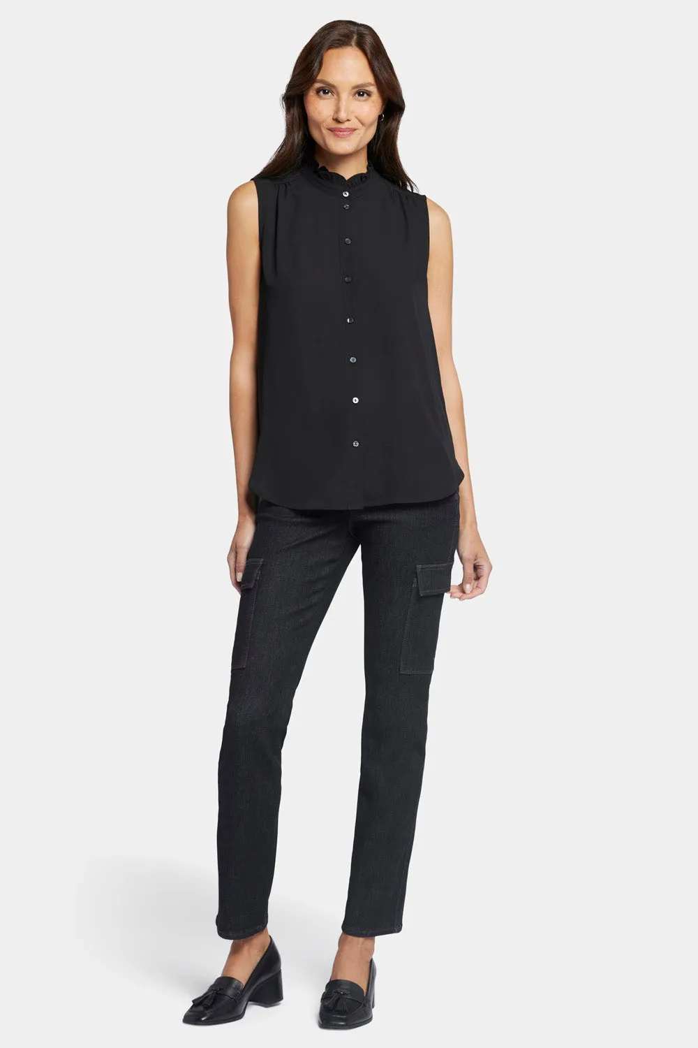 Sleeveless Ruffle Neck Blouse - Black sold by NYDJ product image thumbnail 5