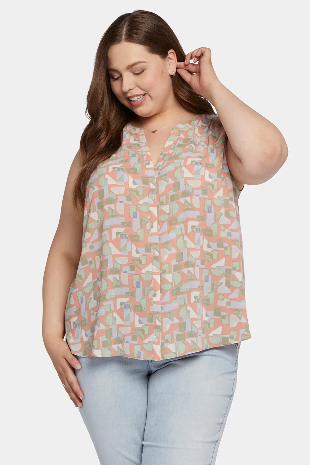 Sleeveless Pintuck Blouse In Plus Size - Cielo Vista sold by NYDJ