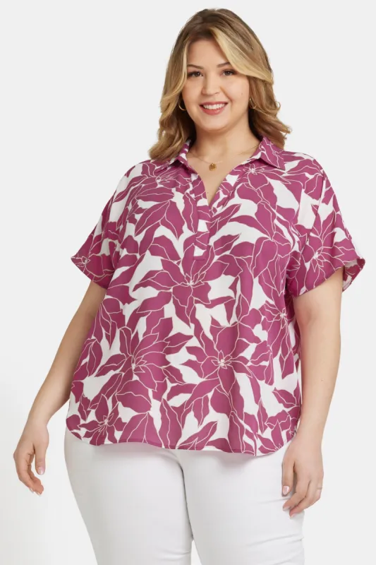 Becky Short Sleeved Blouse In Plus Size - Adonia sold by NYDJ