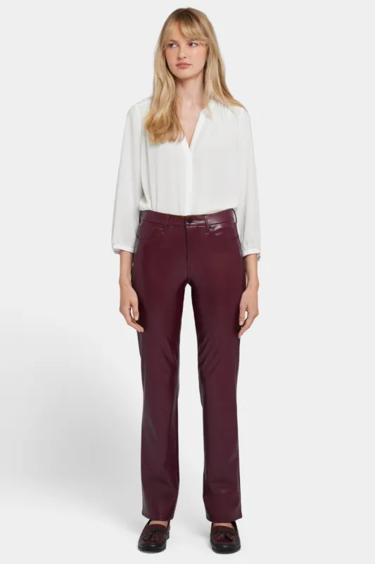 Faux Leather Marilyn Straight Pants In Petite - Tavern sold by NYDJ