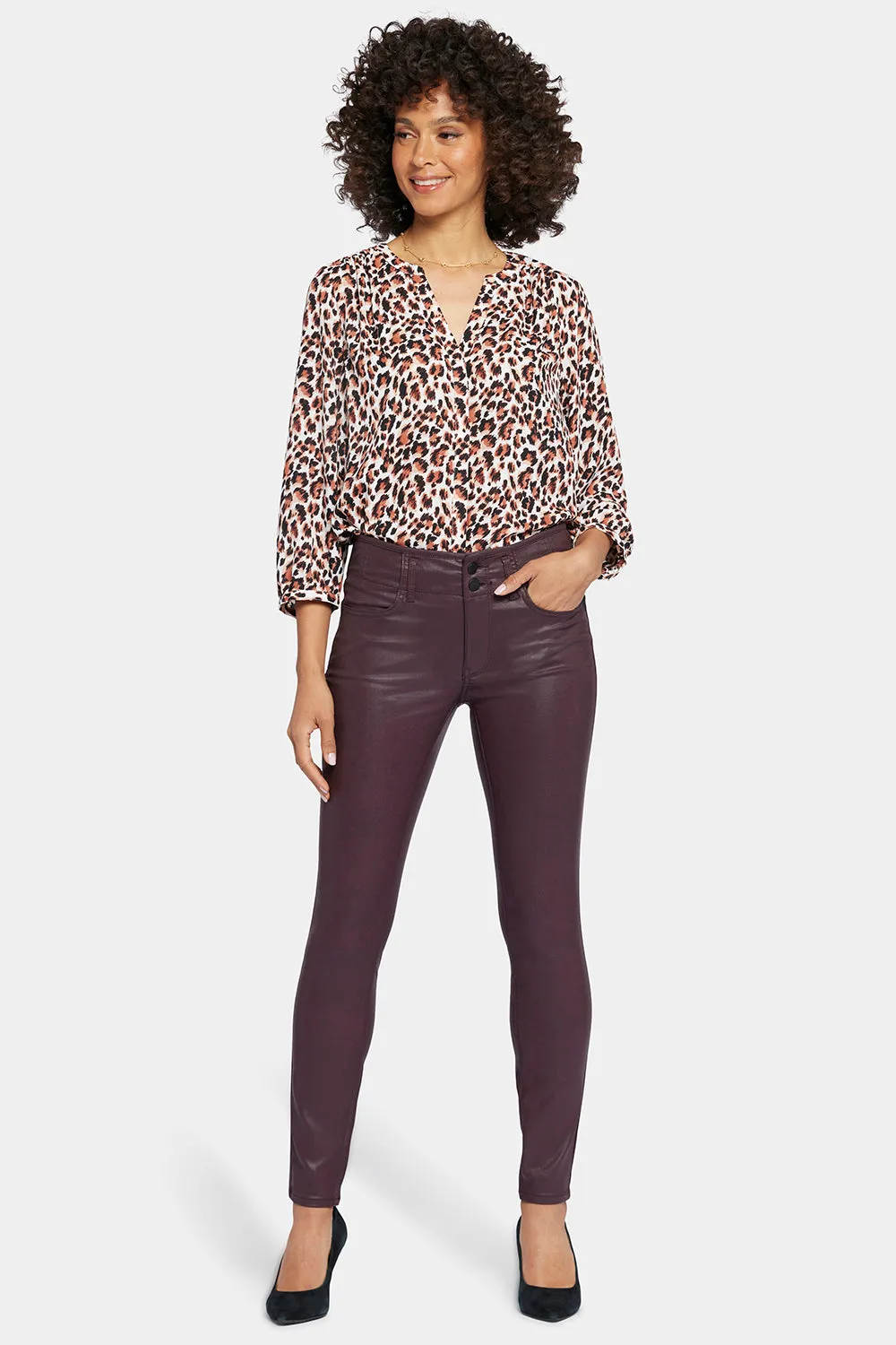 Coated Ami Skinny Jeans - Dark Cherry Coated sold by NYDJ