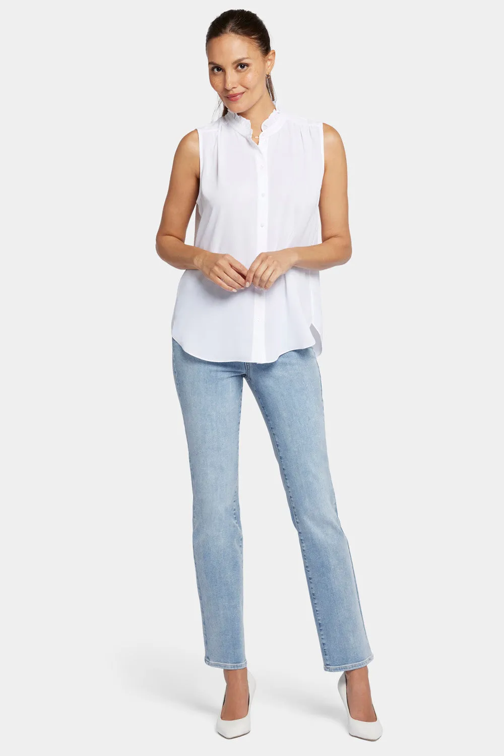 Sleeveless Ruffle Neck Blouse - Optic White sold by NYDJ product image thumbnail 5