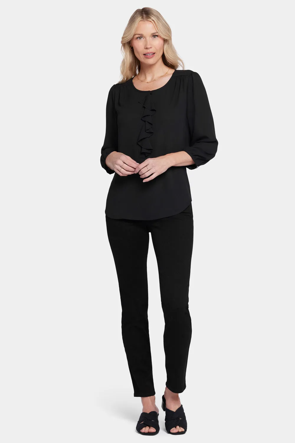 Flounce Front Blouse - Black sold by NYDJ product image thumbnail 5