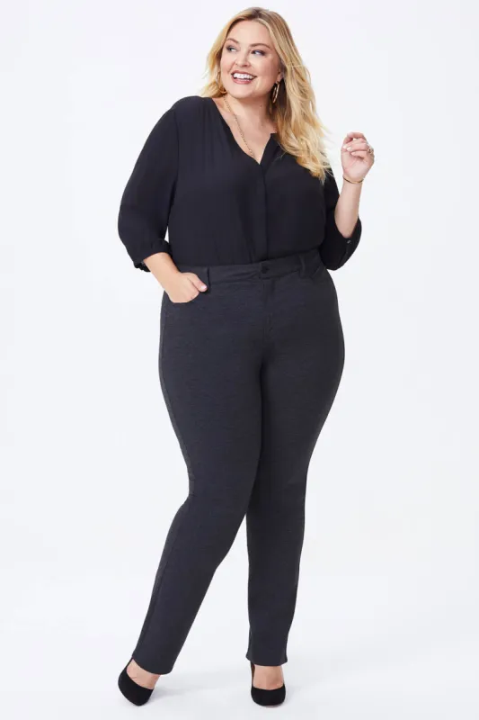 Marilyn Straight Pants In Plus Size - Charcoal Heathered sold by NYDJ