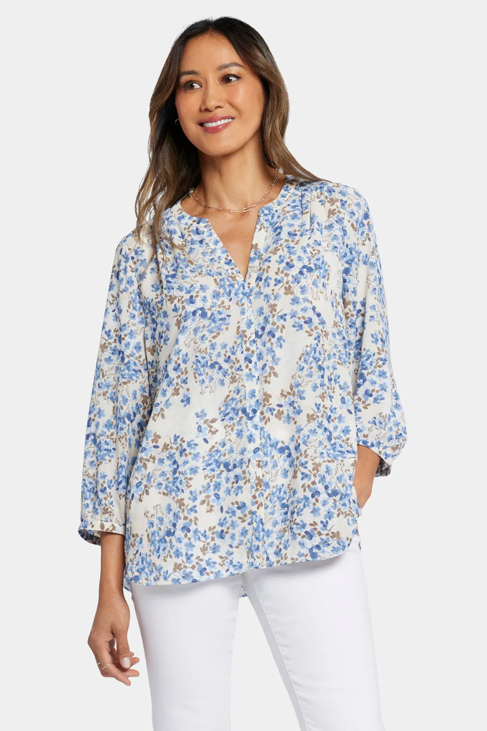 Pintuck Blouse - Blue Dahlia sold by NYDJ