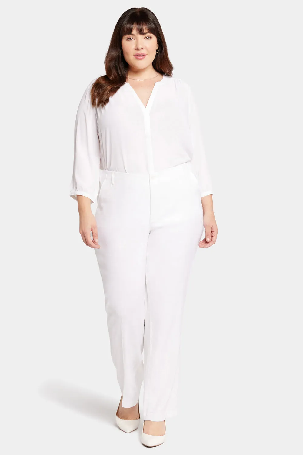 Marilyn Straight Pants In Plus Size - Optic White sold by NYDJ