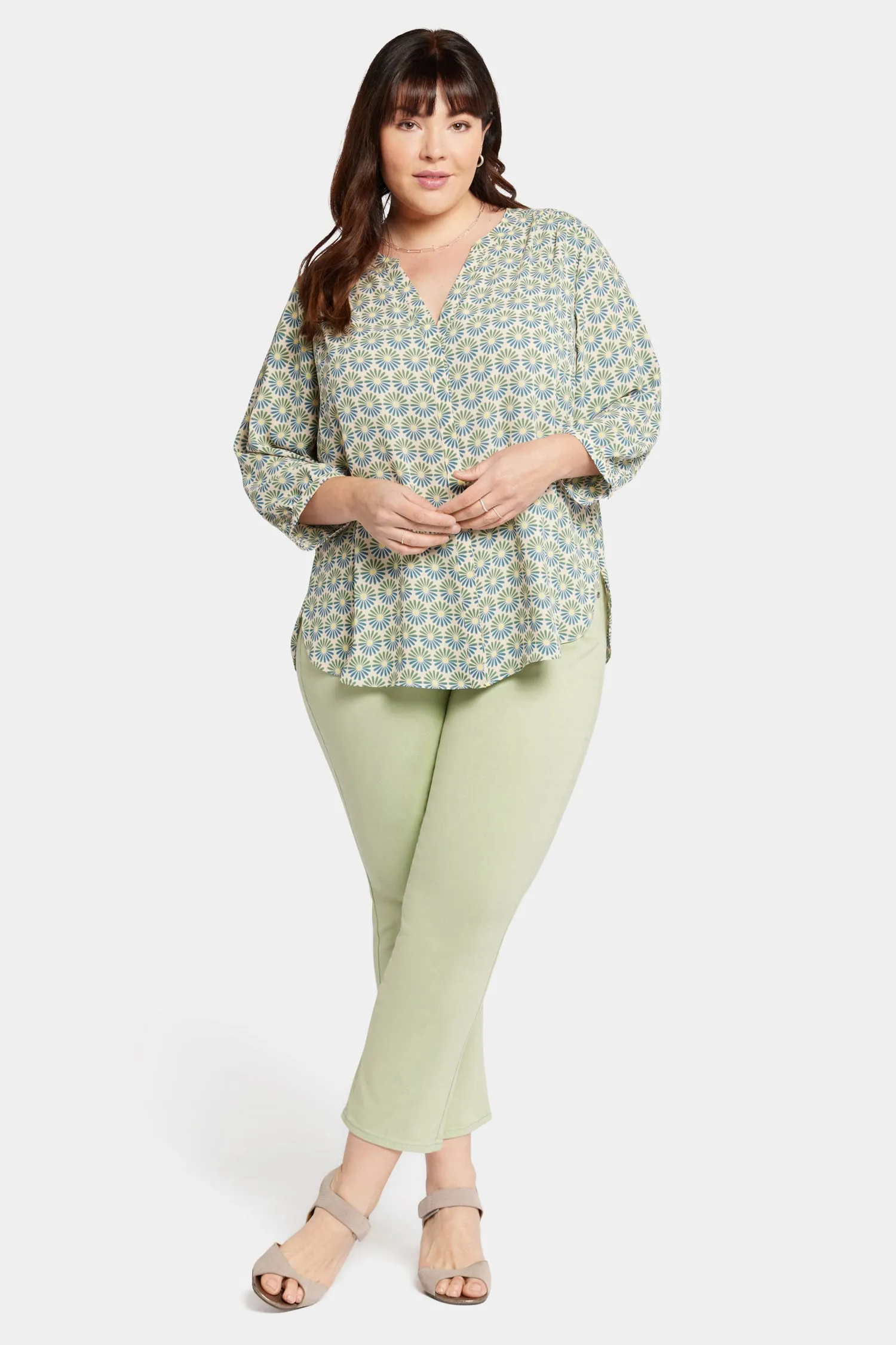 Pintuck Blouse In Plus Size - Blue Blossoms sold by NYDJ product image thumbnail 5