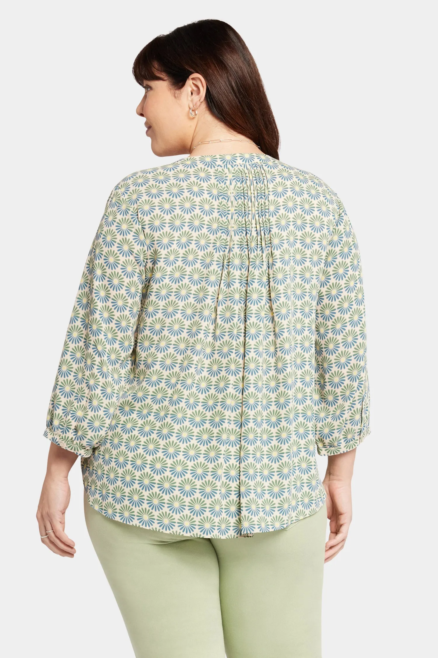 Pintuck Blouse In Plus Size - Blue Blossoms sold by NYDJ product image thumbnail 2