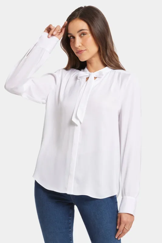 Tie-Neck Blouse - Optic White sold by NYDJ