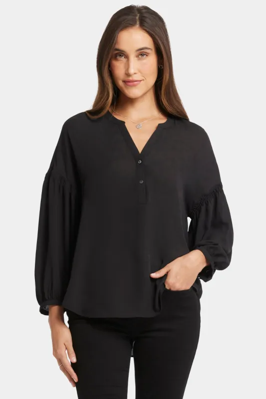 Paulina Peasant Blouse - Black sold by NYDJ