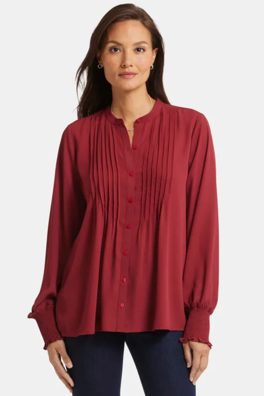 Pleated Peasant Blouse - Wild Currant sold by NYDJ