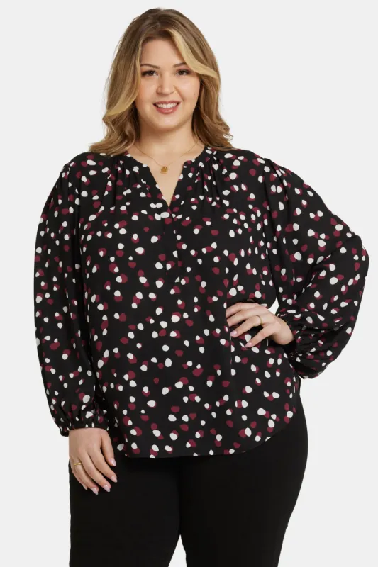 Puff Sleeve Popover Top In Plus Size - Watkins Dot sold by NYDJ