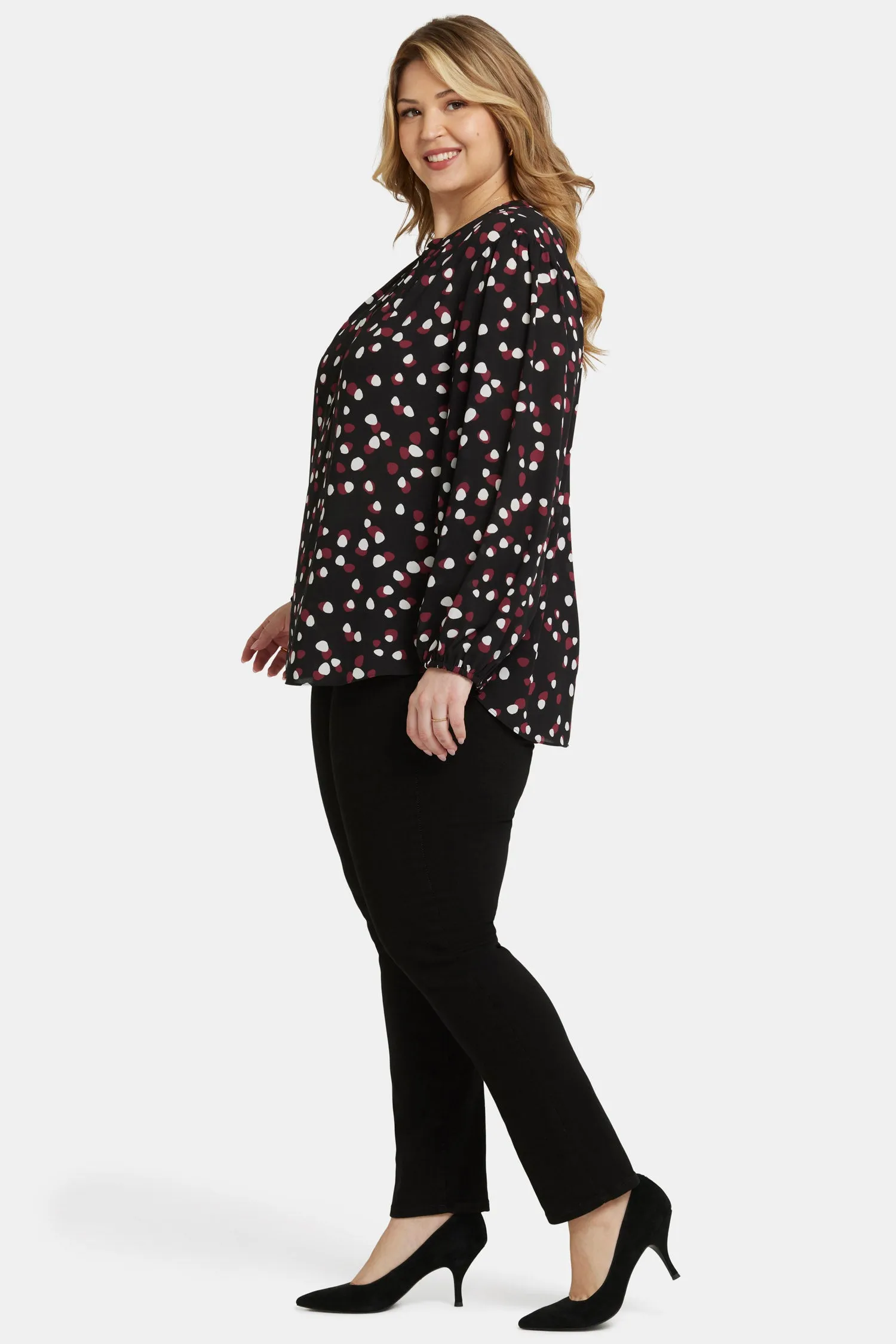 Puff Sleeve Popover Top In Plus Size - Watkins Dot sold by NYDJ product image thumbnail 3