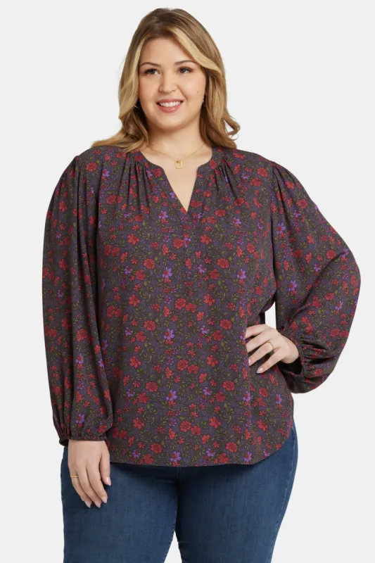 Puff Sleeve Popover Top In Plus Size - Matilde Meadow sold by NYDJ