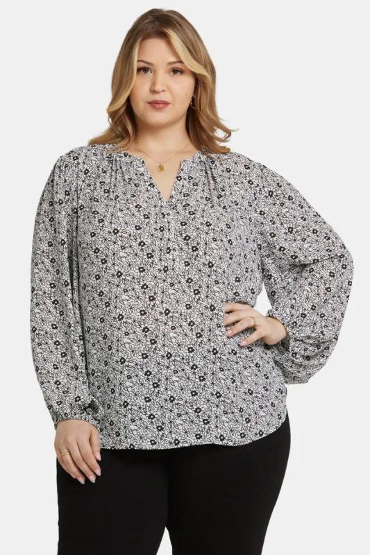 Puff Sleeve Popover Top In Plus Size - Adriana sold by NYDJ