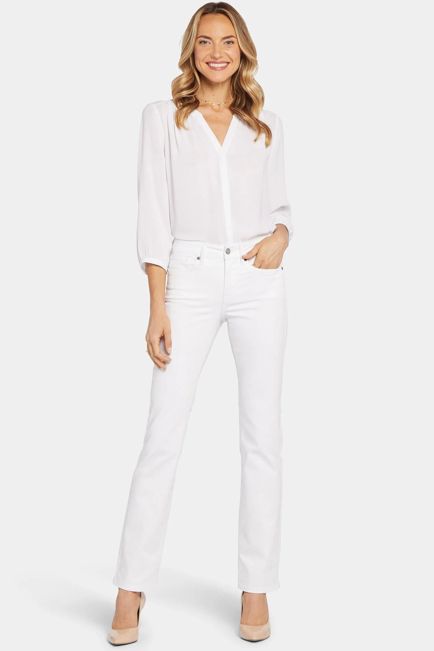 Marilyn Straight Jeans In Long Inseam - Optic White sold by NYDJ product image thumbnail 4