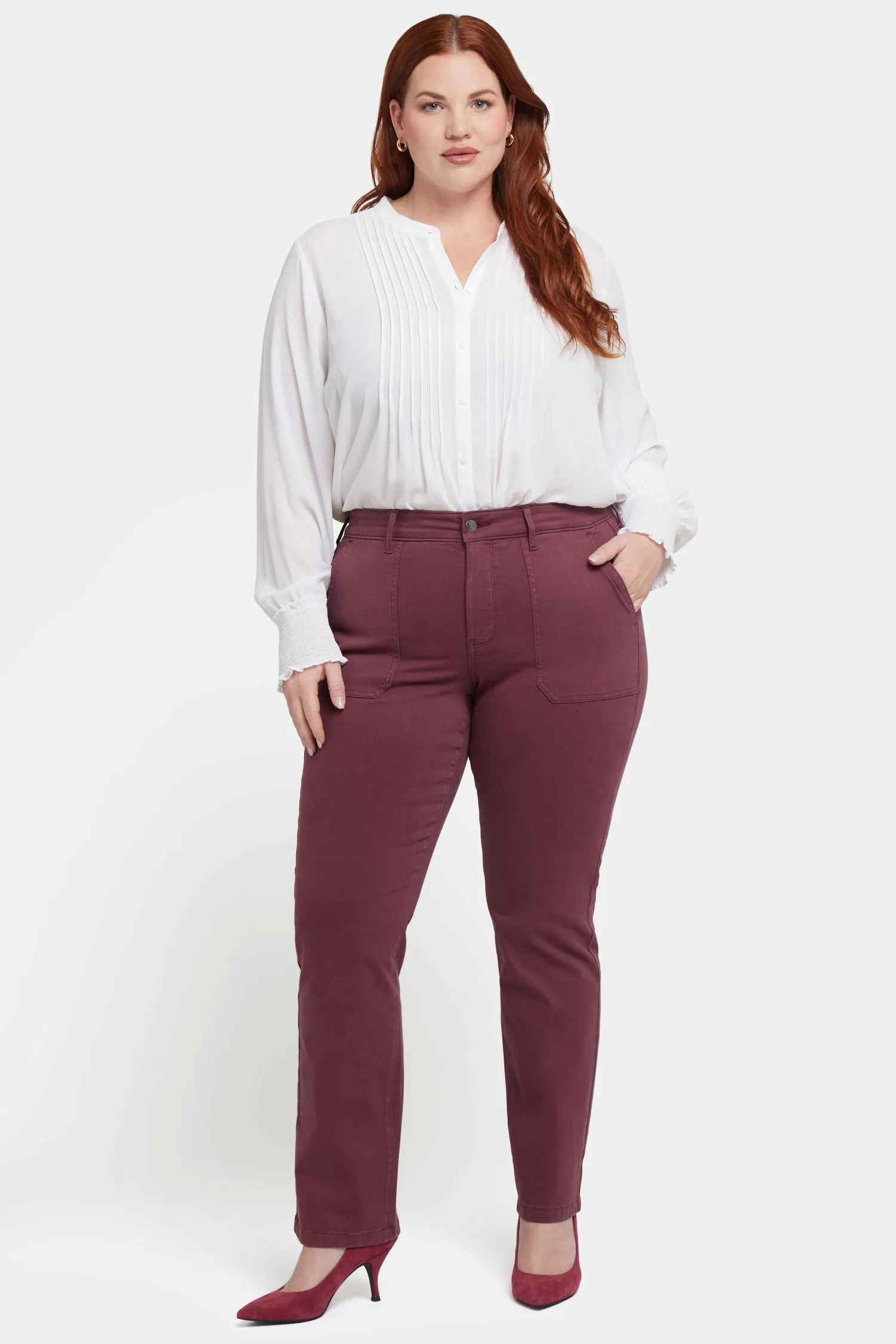 Marilyn Straight Jeans In Plus Size - Dark Cherry sold by NYDJ