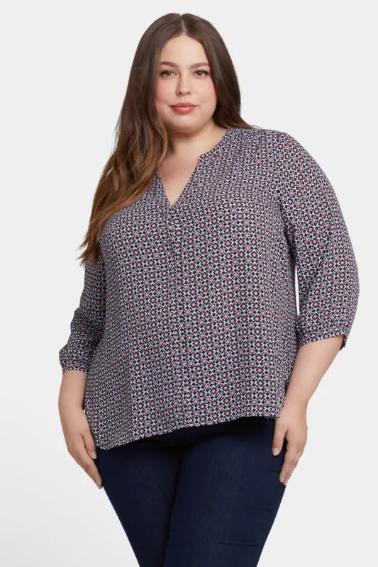Pintuck Blouse In Plus Size - Pinnacle Vista sold by NYDJ
