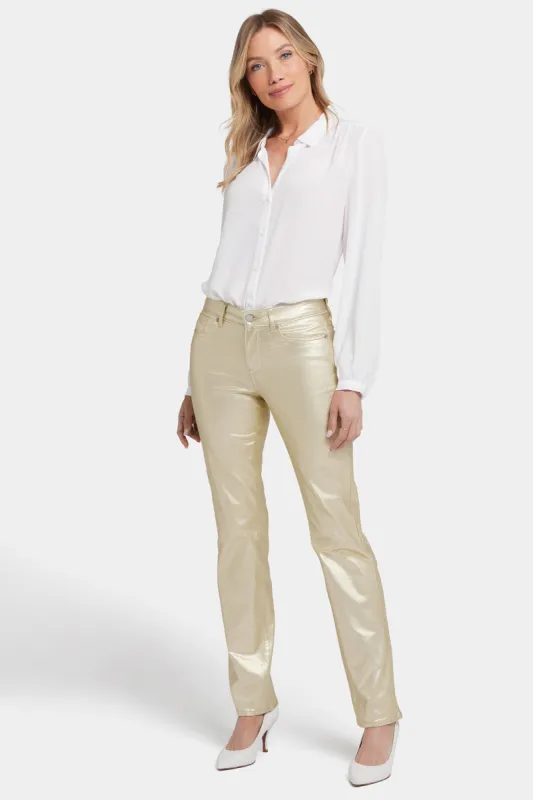 Coated Marilyn Straight Jeans In Petite  - Gold Coated sold by NYDJ