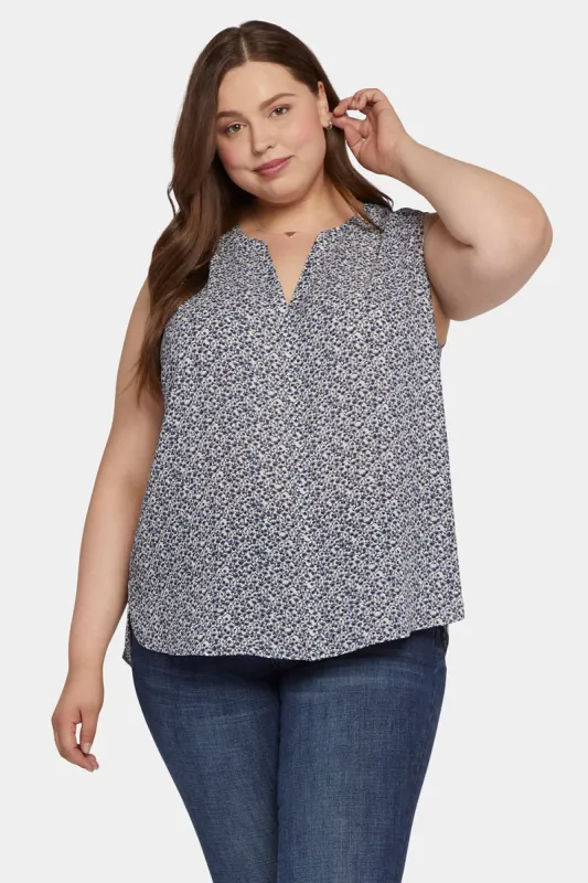 Sleeveless Pintuck Blouse In Plus Size - Lana Flower sold by NYDJ