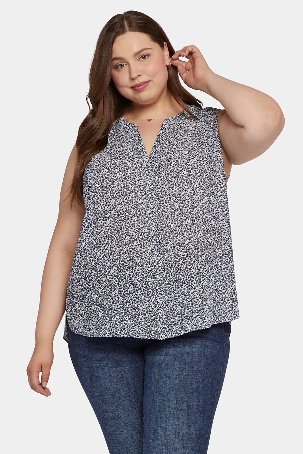 Sleeveless Pintuck Blouse In Plus Size - Lana Flower sold by NYDJ