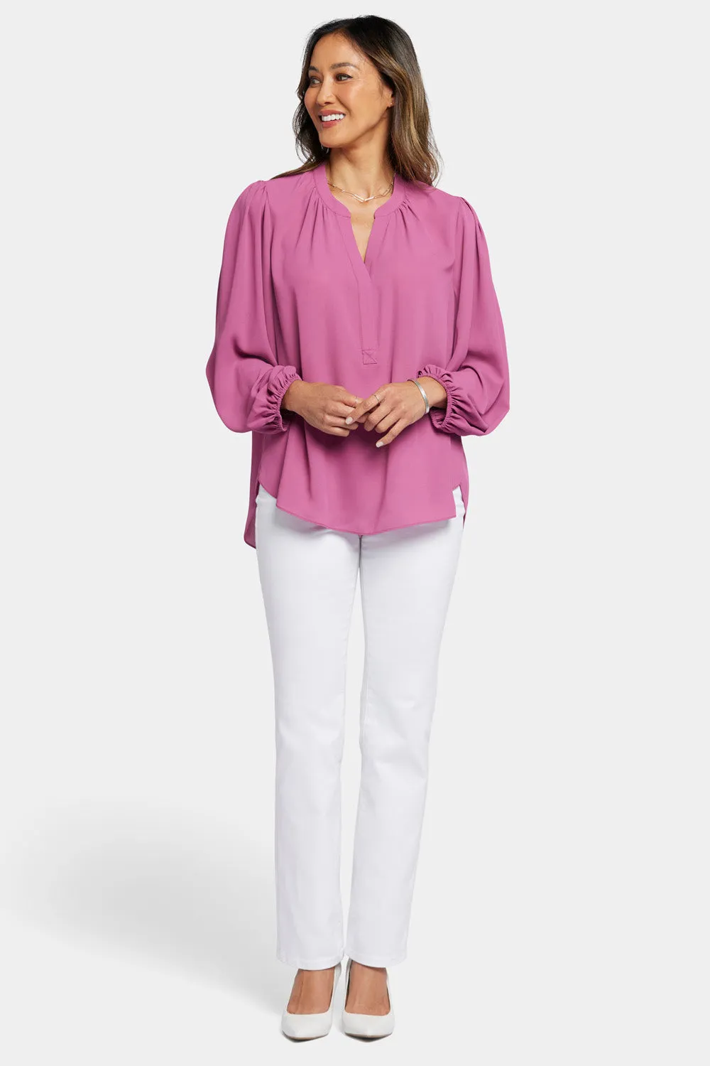 Puff Sleeve Popover Top - Mauve Haze sold by NYDJ product image thumbnail 5