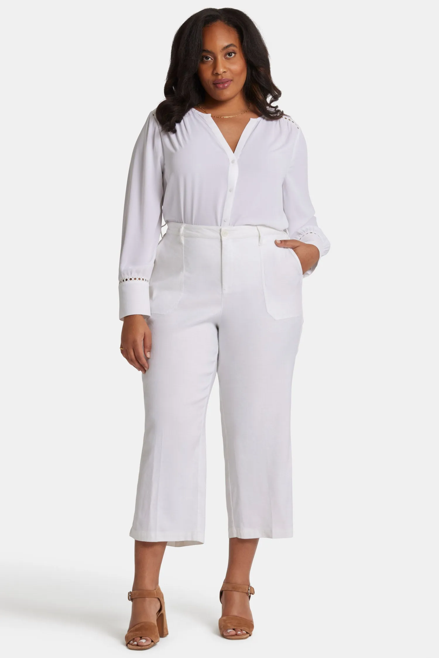 Wide Leg Cargo Capri Pants In Plus Size - Optic White sold by NYDJ product image thumbnail 4