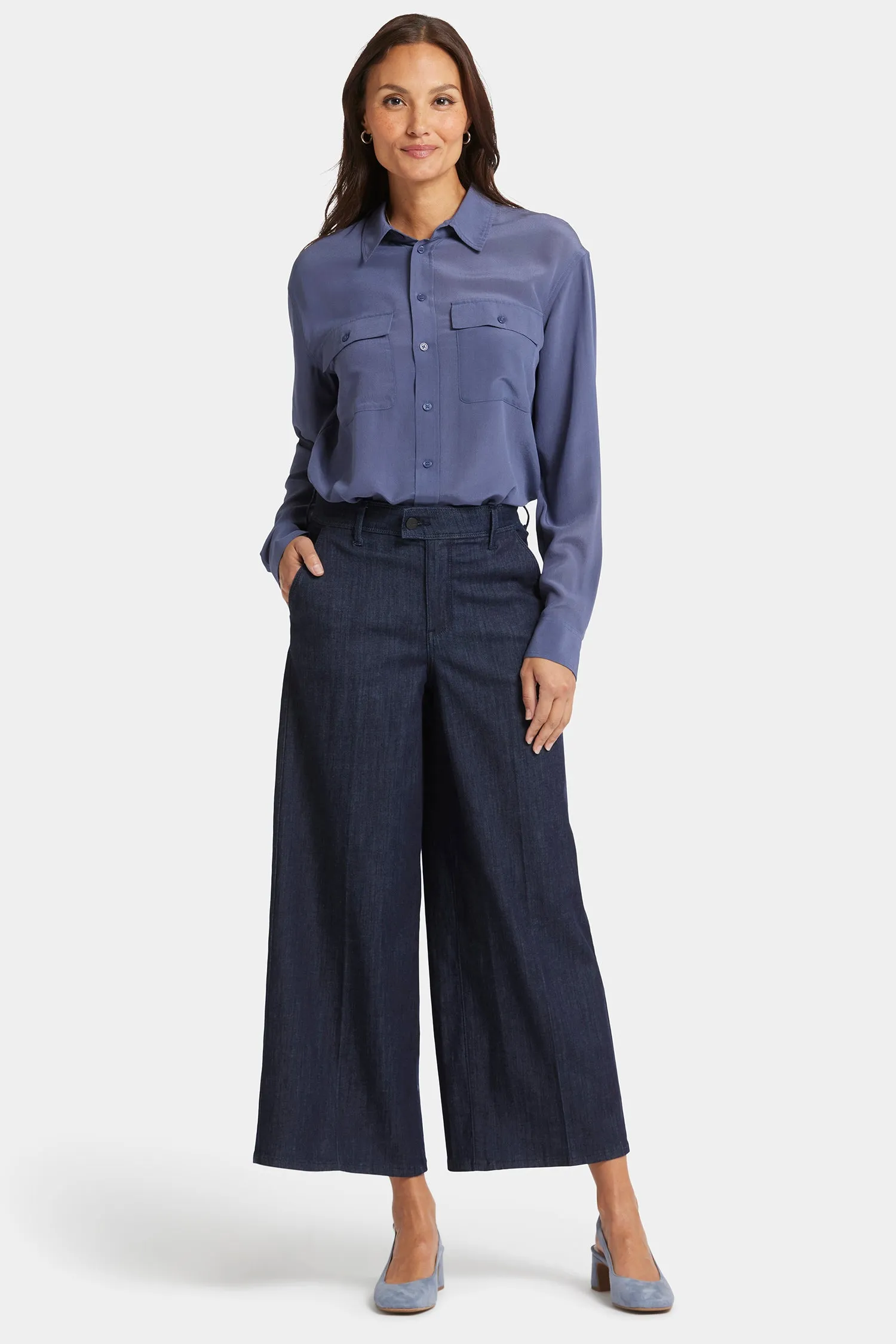 Mona Wide Leg Trouser Ankle Jeans - Lightweight Rinse sold by NYDJ