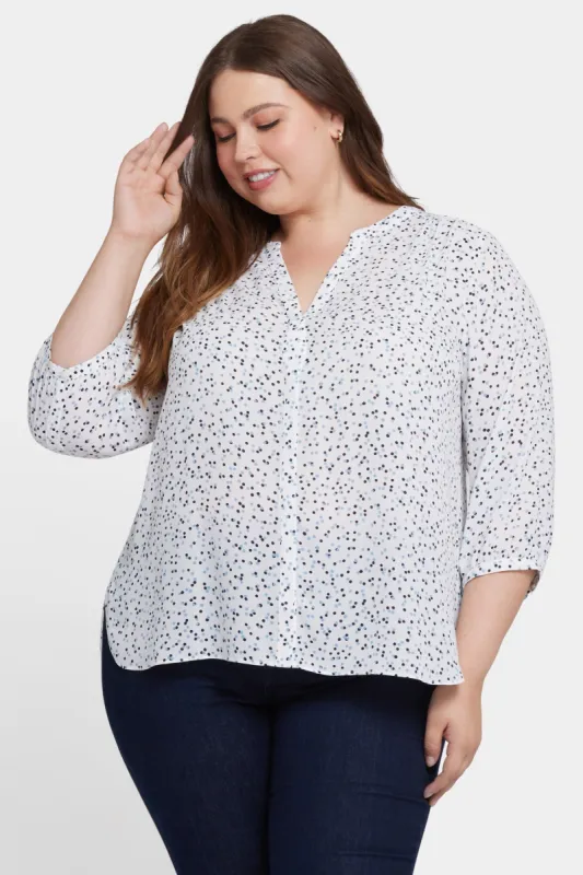 Pintuck Blouse In Plus Size - Sprinkle Dots sold by NYDJ