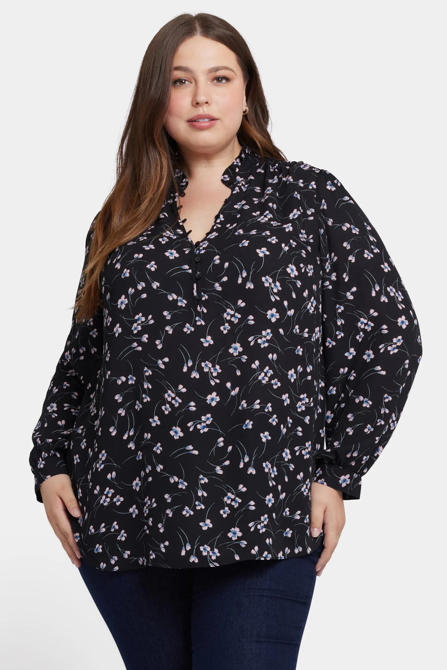 Hannah Blouse In Plus Size - Cascade Petals sold by NYDJ