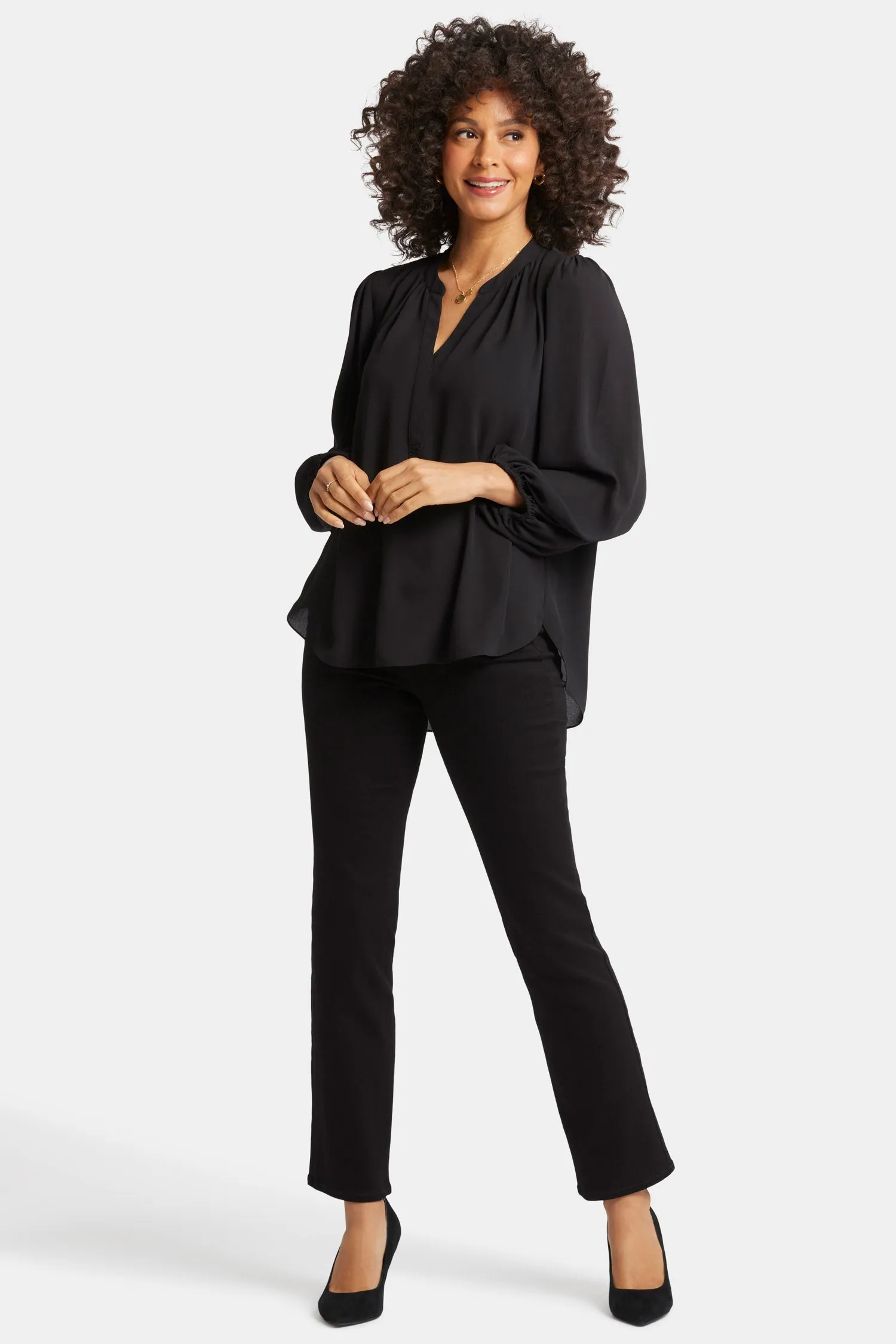 Puff Sleeve Popover Top - Black sold by NYDJ product image thumbnail 5