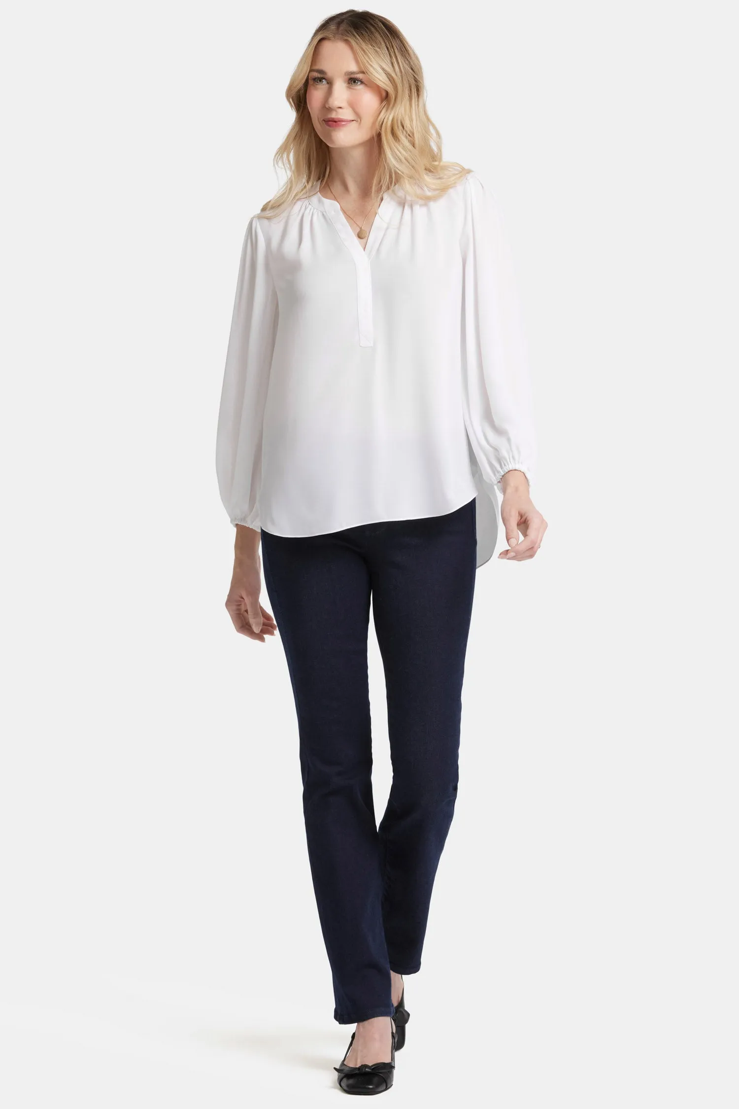 Puff Sleeve Popover Top - Optic White sold by NYDJ product image thumbnail 5