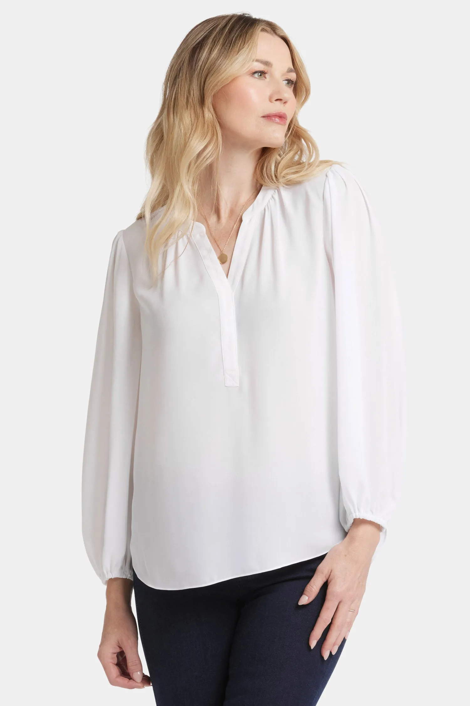 Puff Sleeve Popover Top - Optic White sold by NYDJ product image thumbnail 4