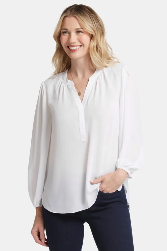 Puff Sleeve Popover Top - Optic White sold by NYDJ