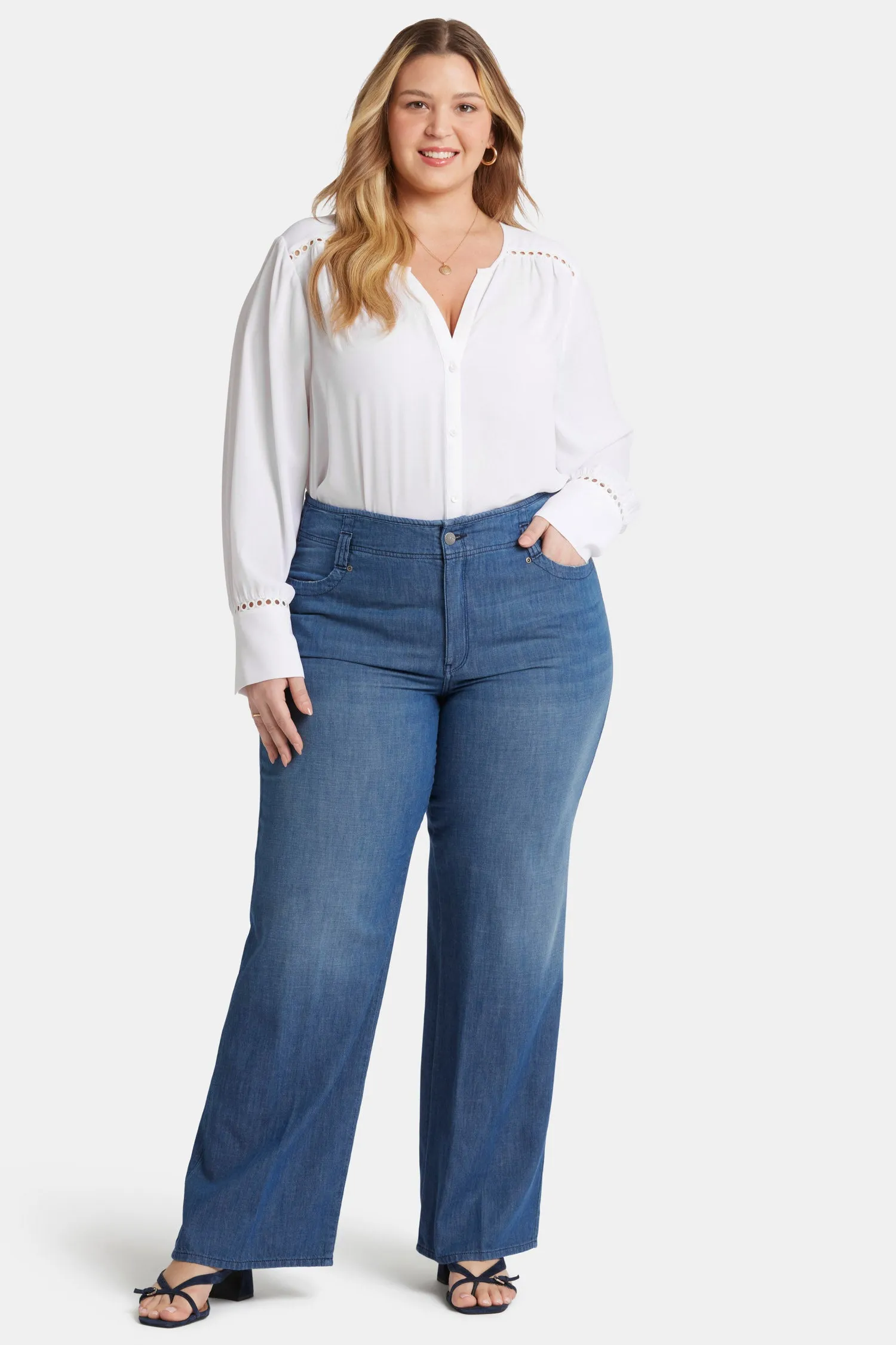 Teresa Wide Leg Jeans In Plus Size - Mission Blue sold by NYDJ product image thumbnail 4