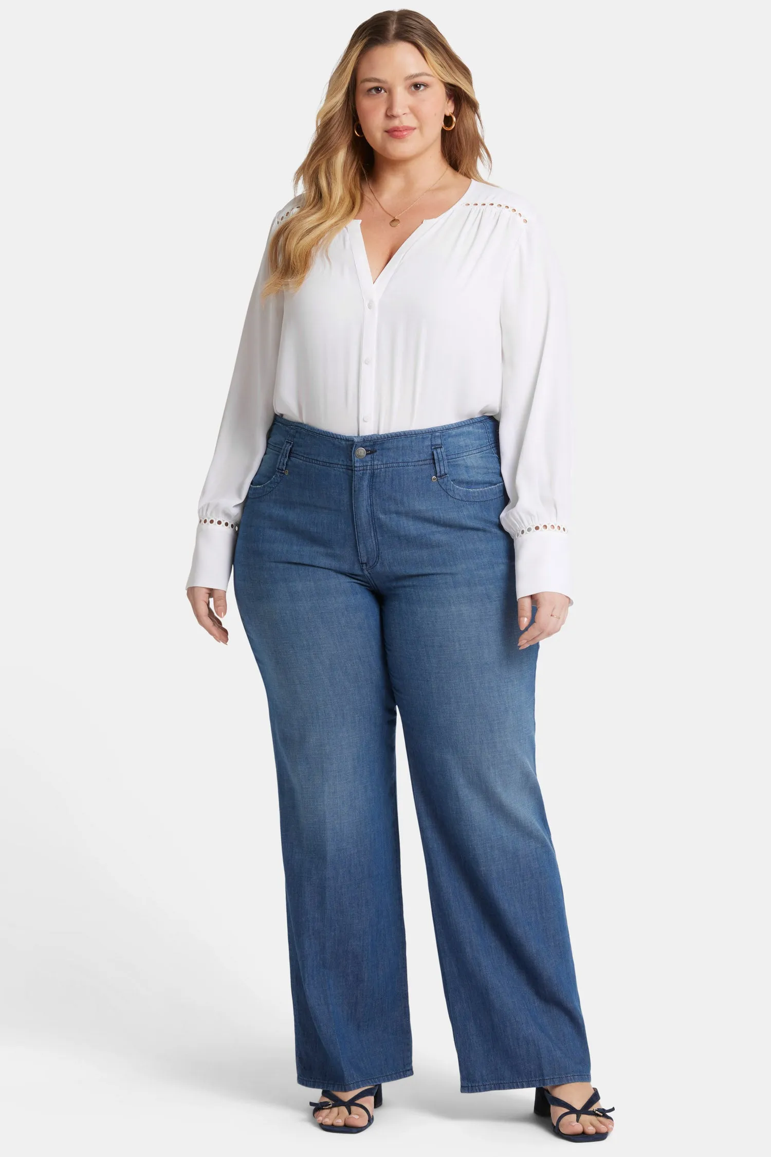 Teresa Wide Leg Jeans In Plus Size - Mission Blue sold by NYDJ