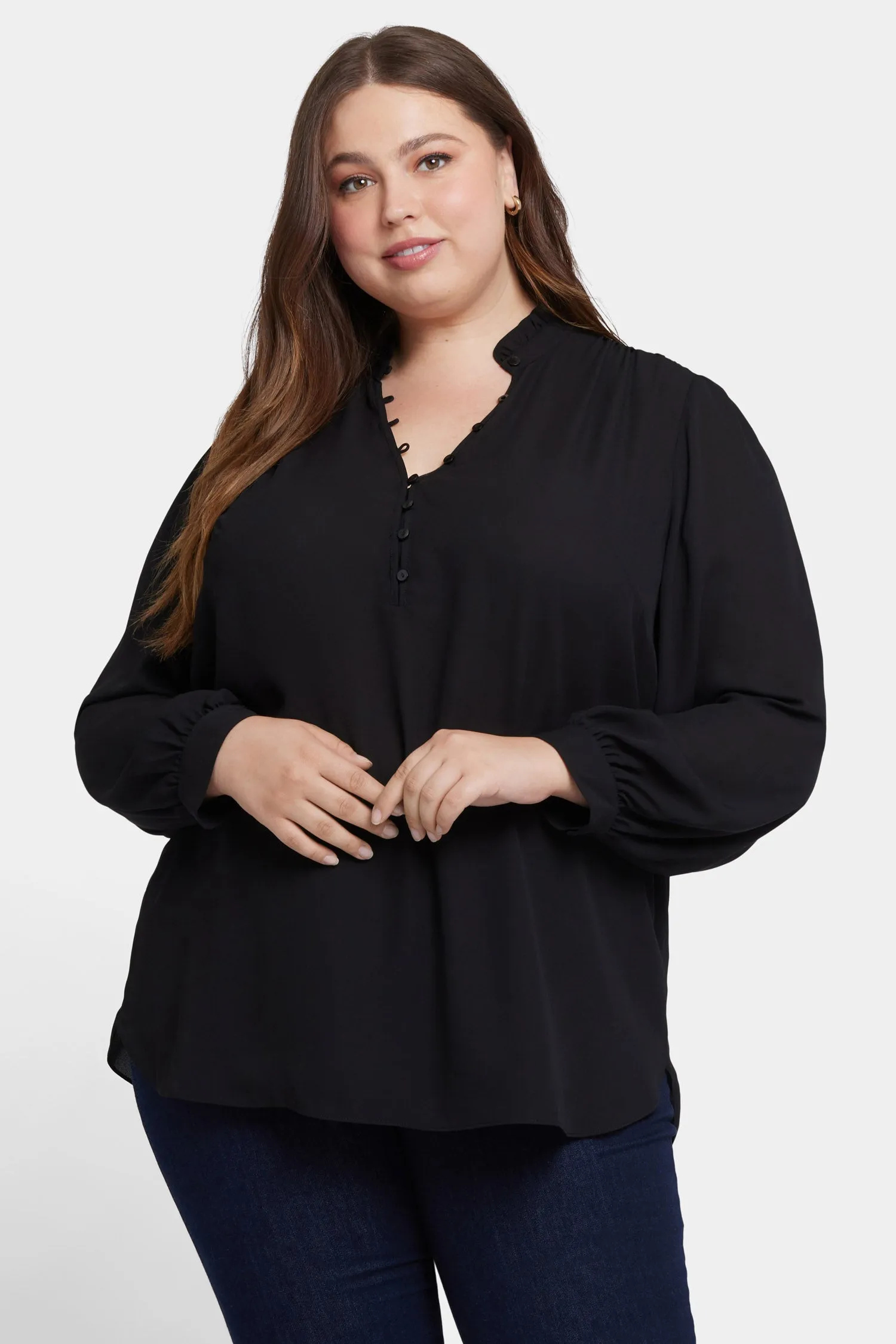 Hannah Blouse In Plus Size - Black sold by NYDJ product image thumbnail 4