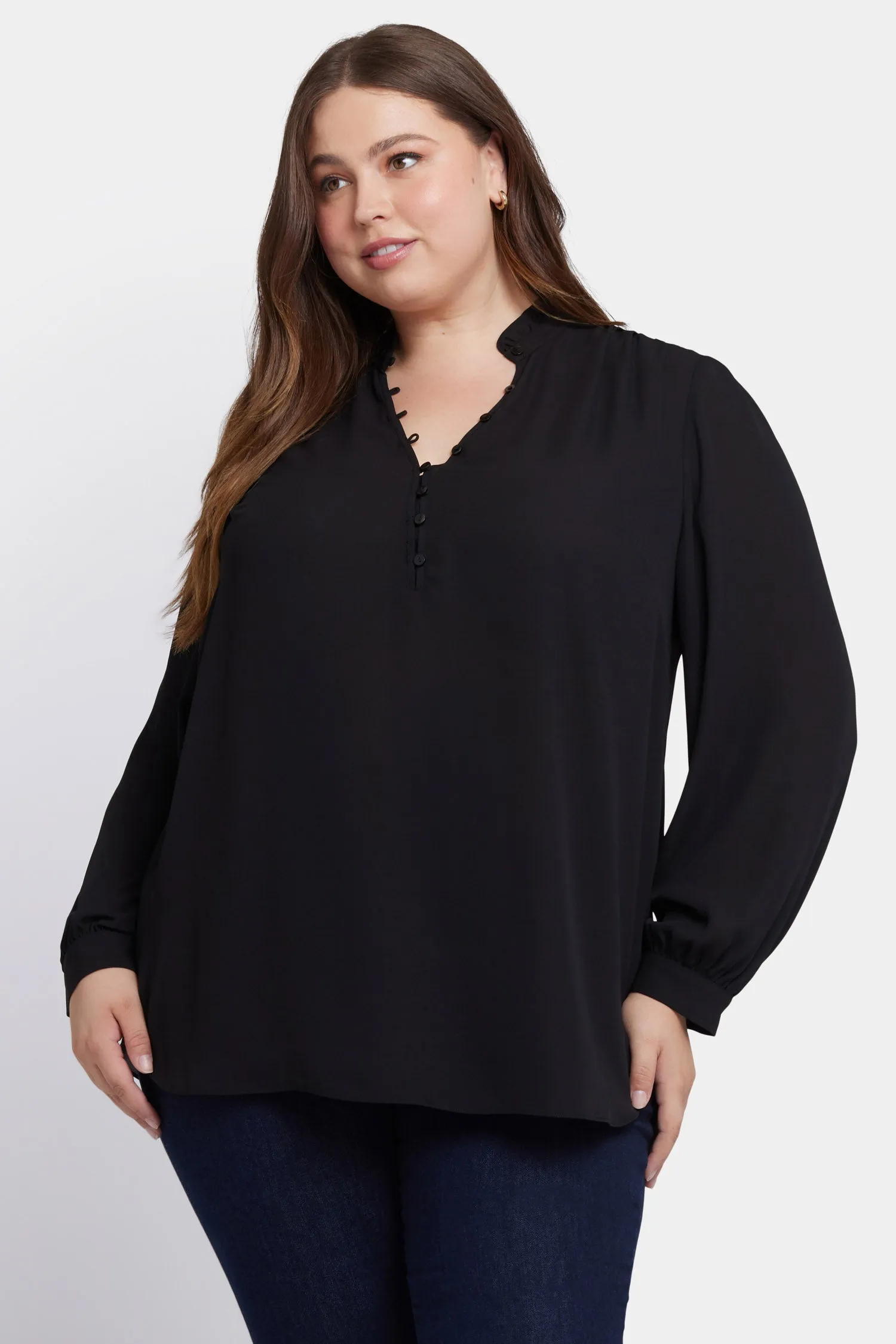 Hannah Blouse In Plus Size - Black sold by NYDJ