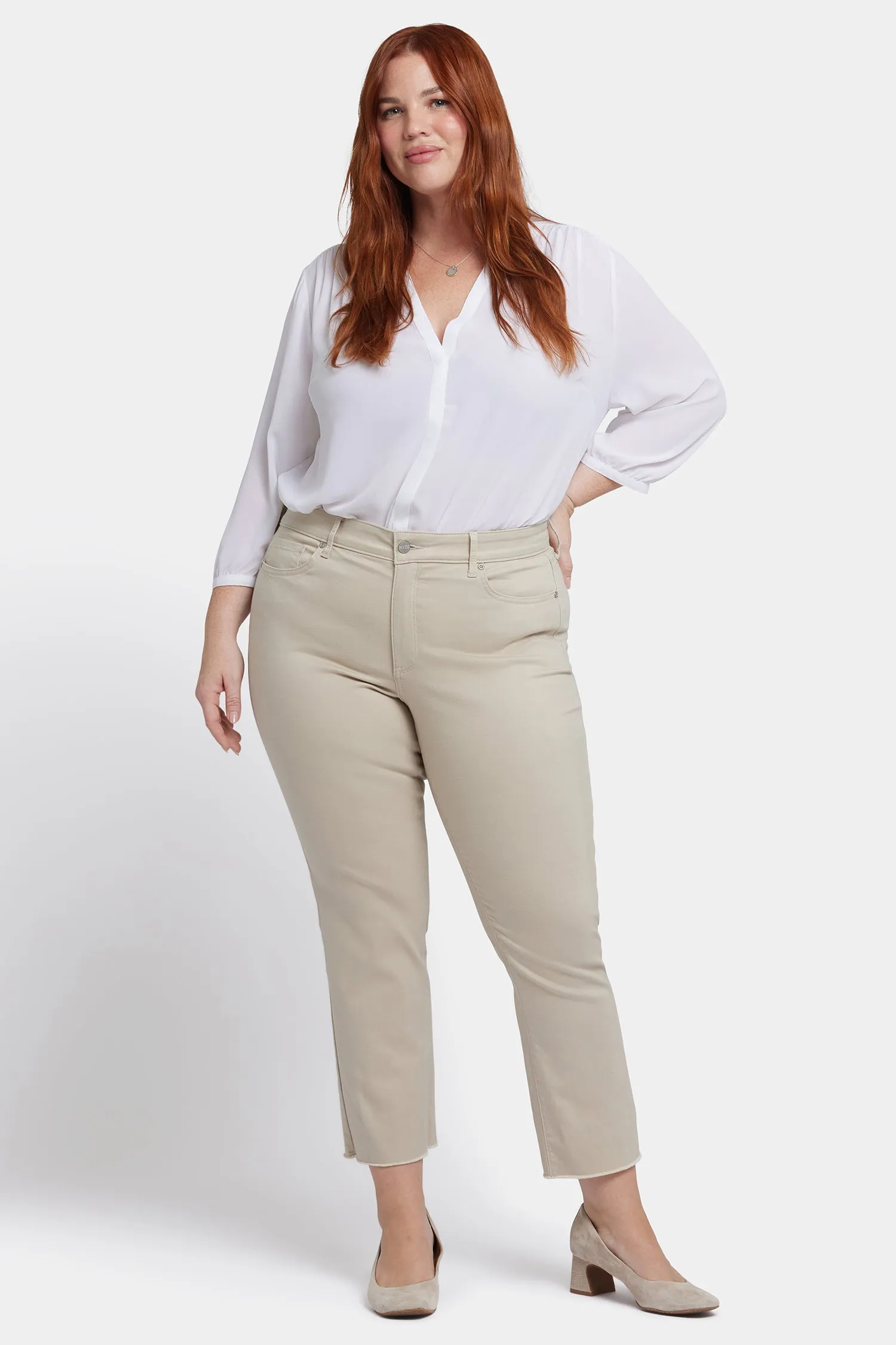 Marilyn Straight Ankle Jeans In Plus Size - Feather sold by NYDJ