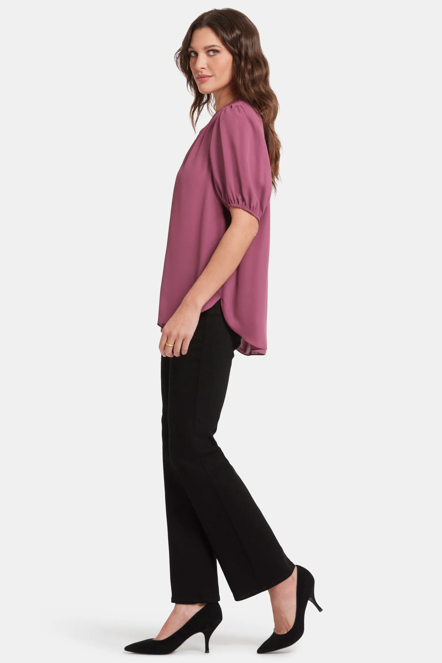 Short Puff Sleeve Popover Top - Crushed Berry sold by NYDJ product image thumbnail 3