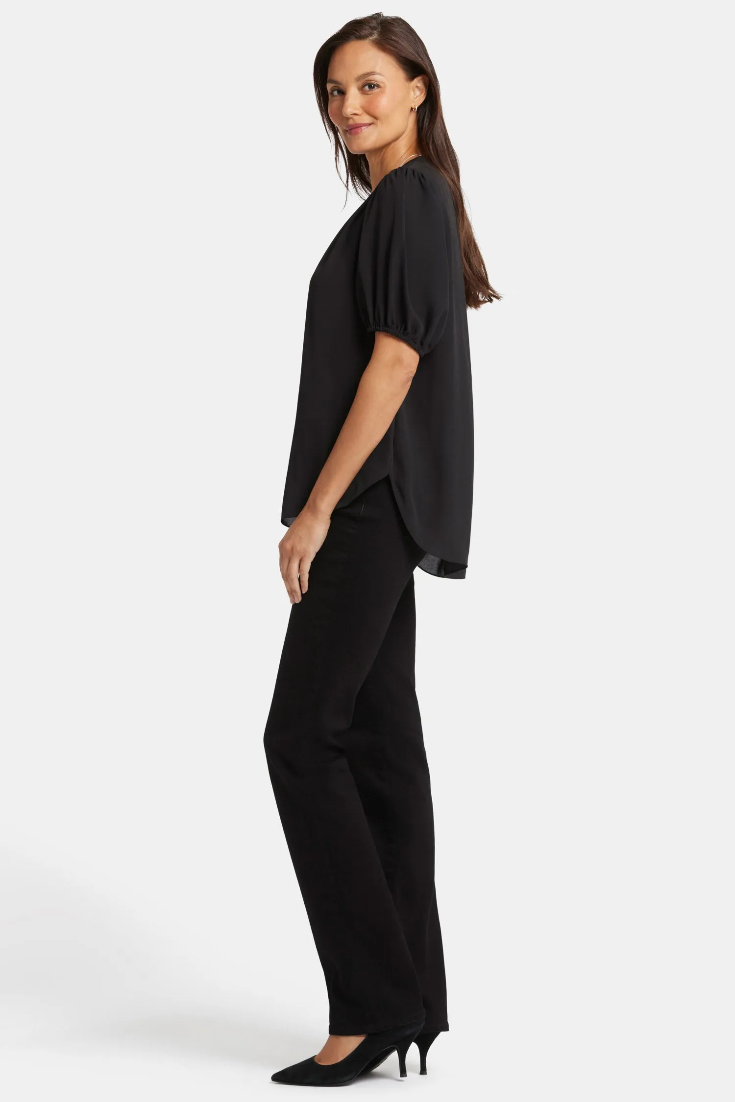 Short Puff Sleeve Popover Top - Black sold by NYDJ product image thumbnail 3